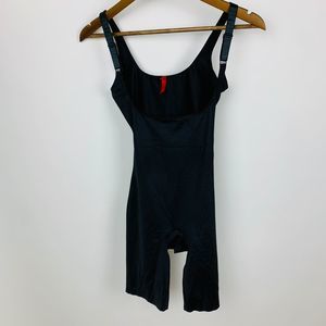 Spanx Open-Bust Mid-Thigh Bodysuit Black Small
